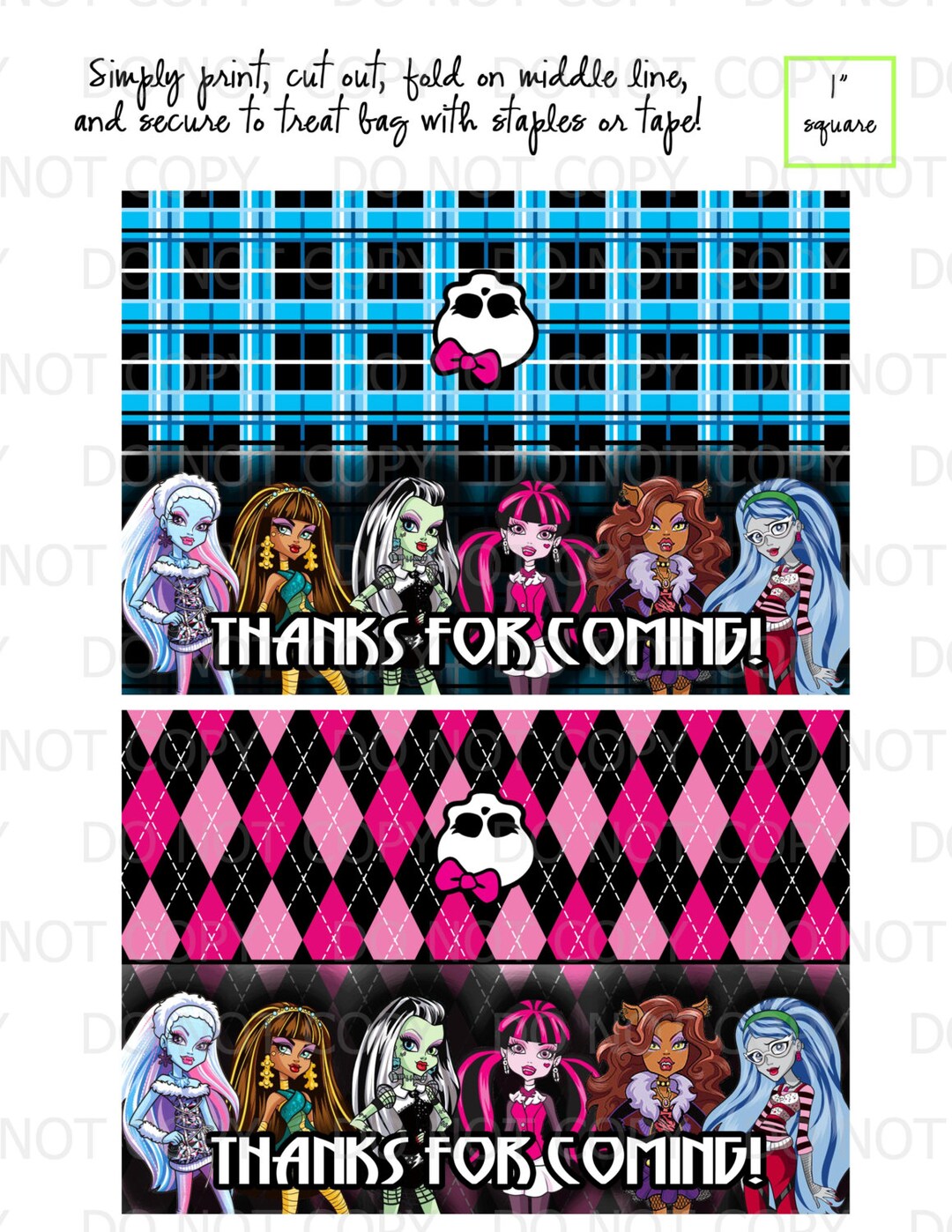 Printable Diy Monster Theme Treat Bag Toppers Set of 2 Designs INSTANT ...