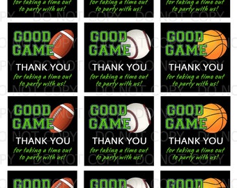 Printable DiY Sports Football Basketball Baseball Theme Favor Tags - INSTANT DOWNLOAD