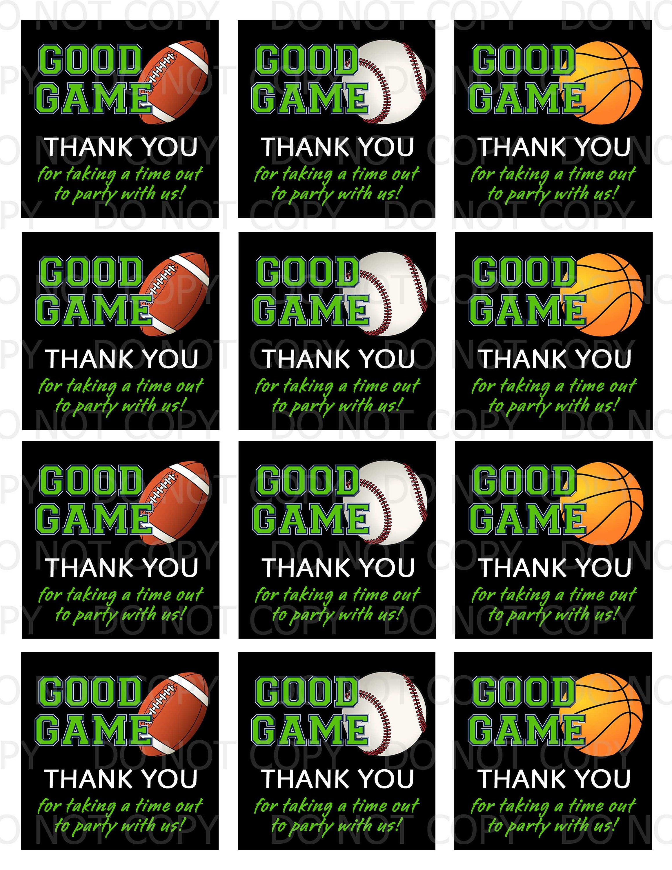 Printable Diy Sports Football Basketball Baseball Theme Favor - Etsy
