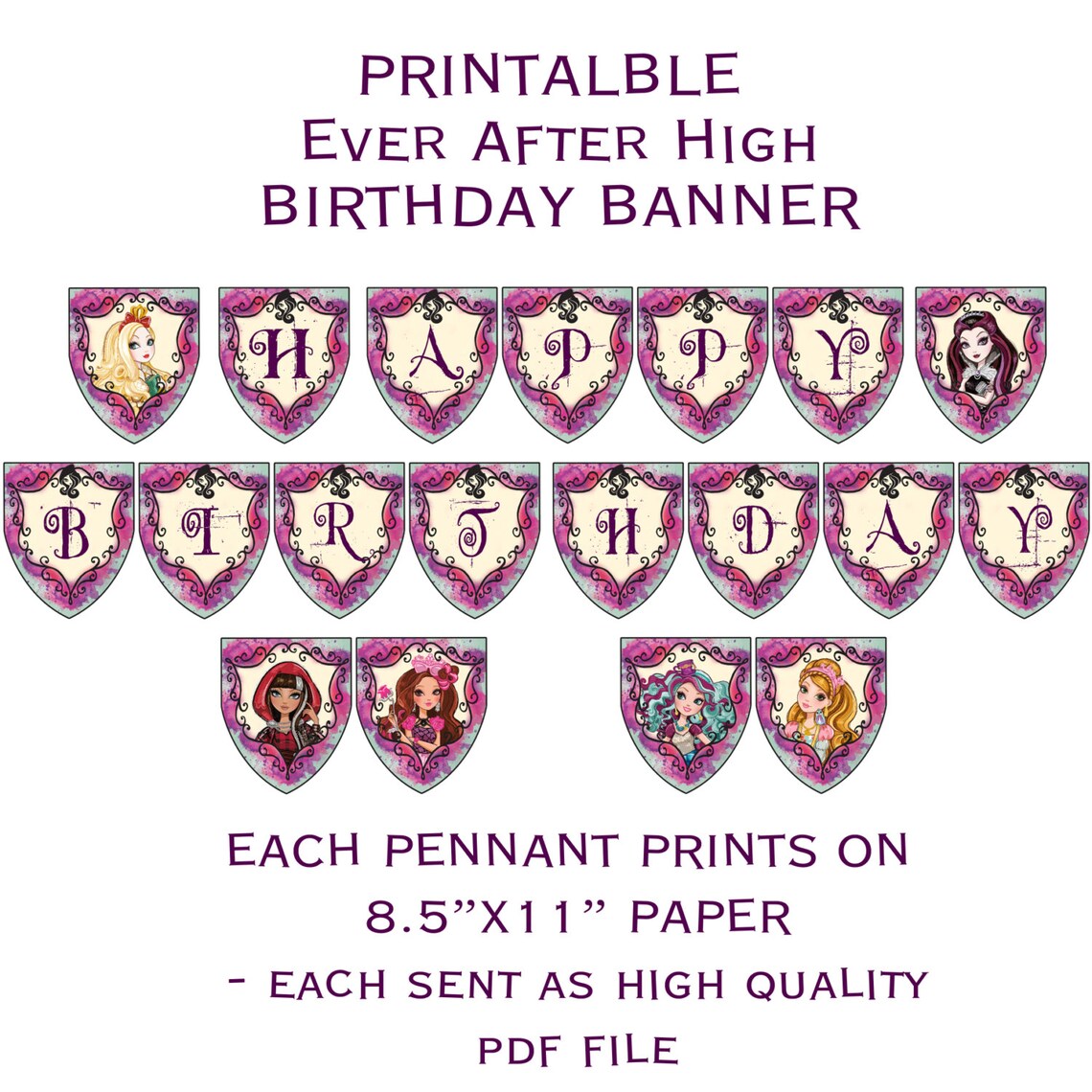 Printable DIY Royal Theme Happy Birthday Banner | Etsy