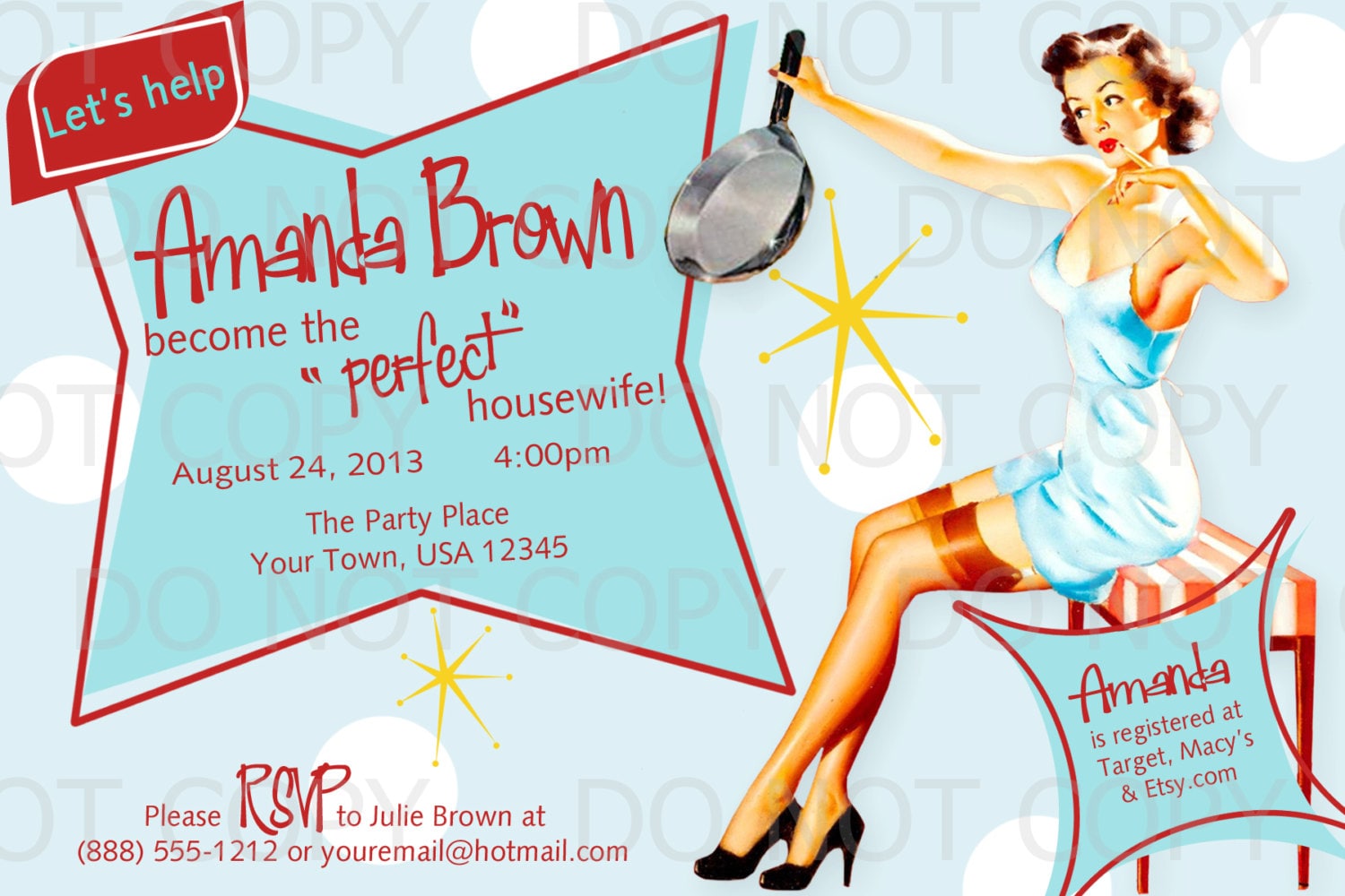 Printable DIY Retro Housewife Vintage Pin Up Girl Theme Bridal | Etsy