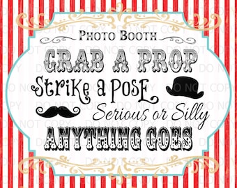 Printable DIY Vintage Circus Photo Booth Prop sign - 11" x 14" INSTANT DOWNLOAD