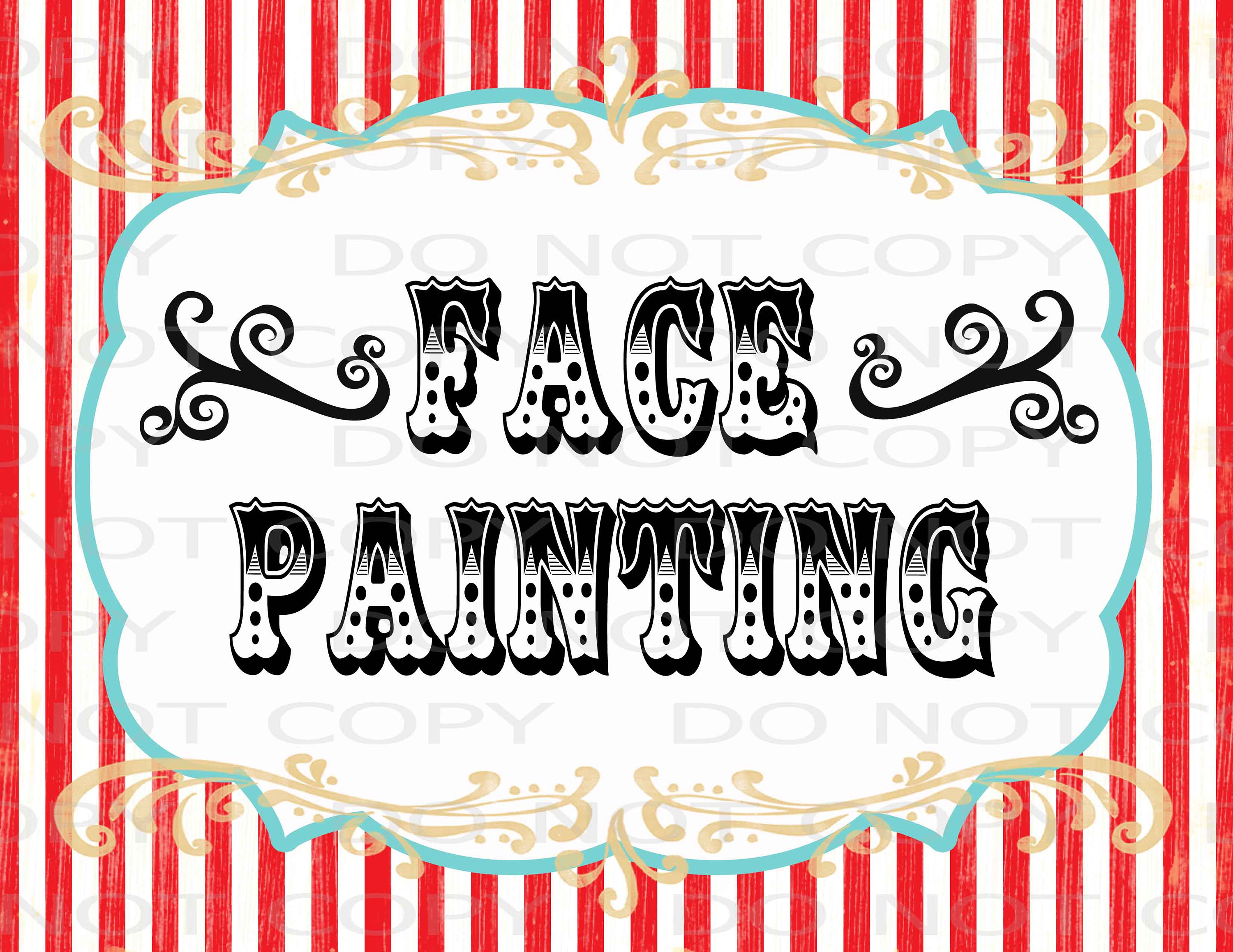 Printable DIY Vintage Circus Face Painting station sign Etsy