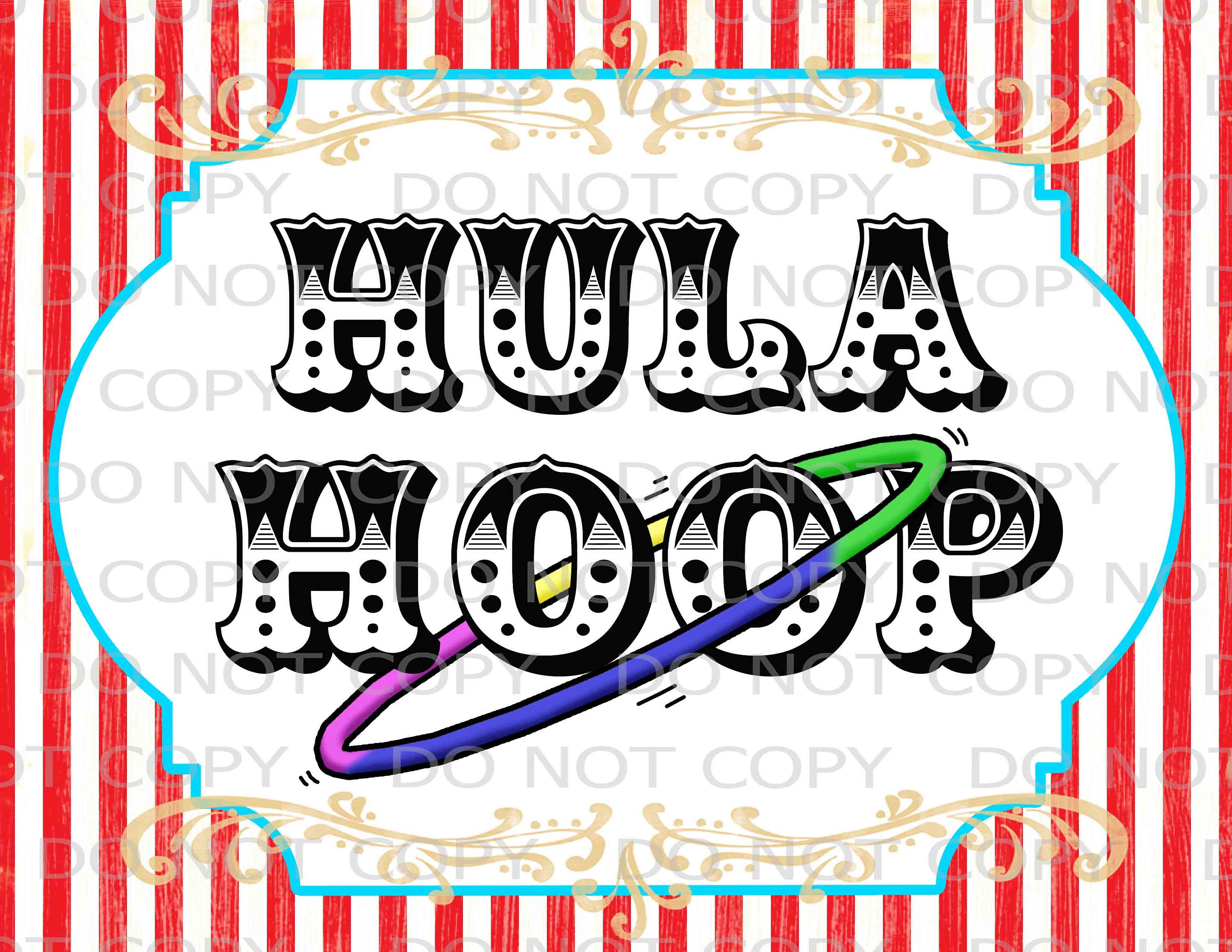 Hula Lessons Signs Printable DIY Vintage Circus Hula Hoop Table Sign - 8.5