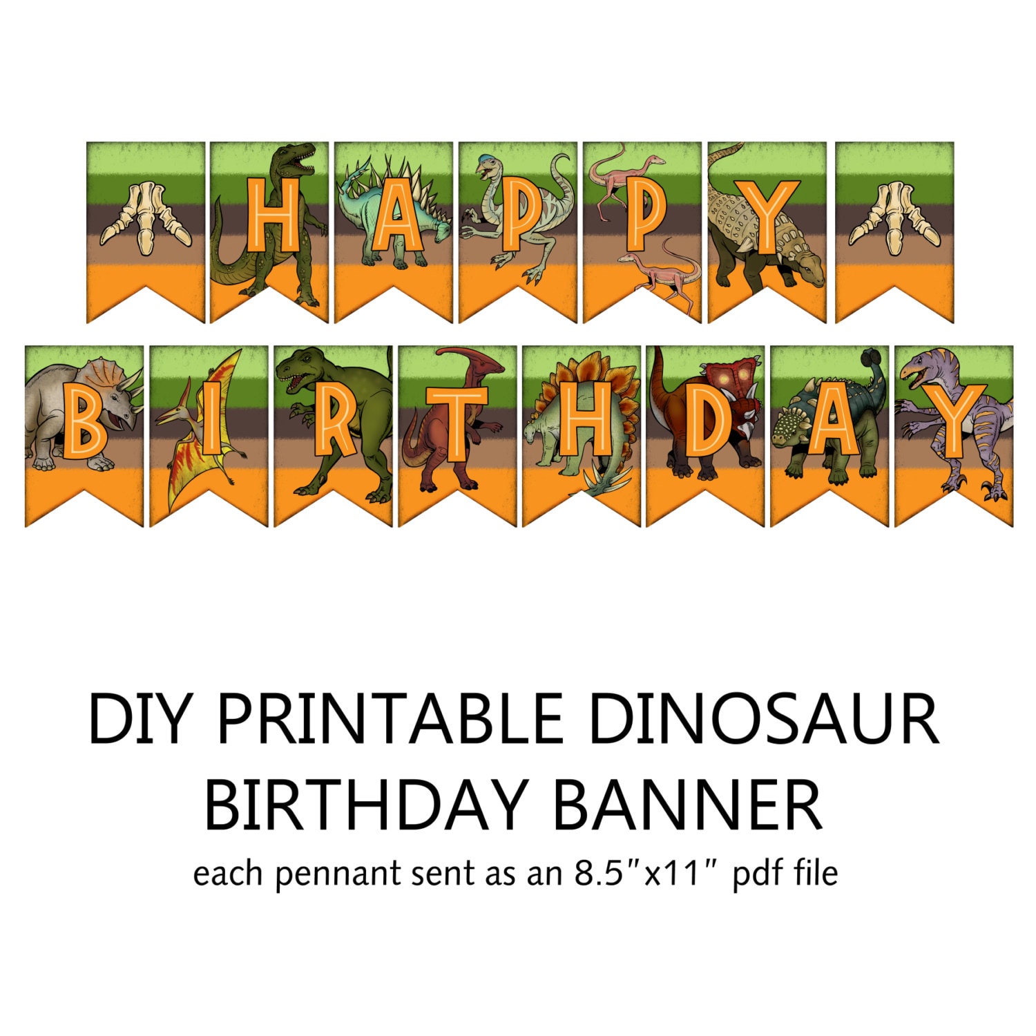 Printable DIY Dinosaur Theme Birthday Banner - Alternate Color Scheme - Etsy printable-diy-dinosaur-theme-birthday-banner-alternate-color-scheme-etsy