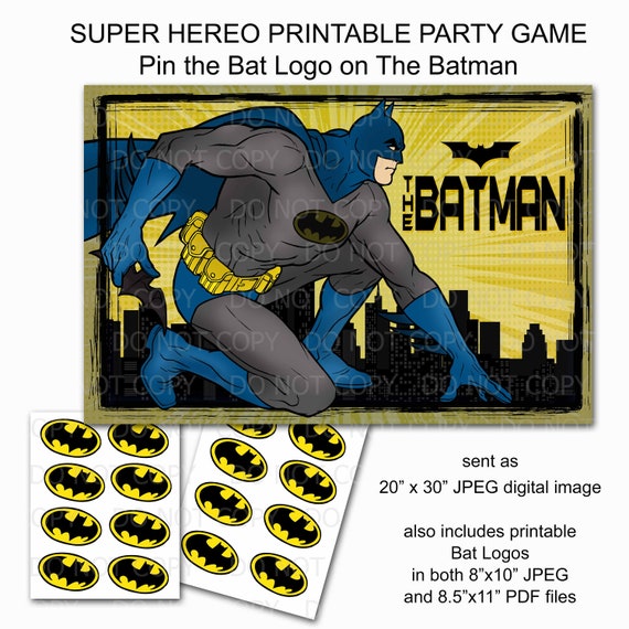 Printable DIY Pin the Bat Logo on the Super Hero Party Game - Etsy