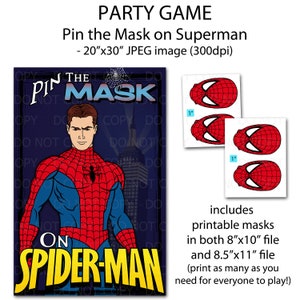Fai da te stampabile Pin the Mask Super Hero Party Game Poster 20 "x 30"