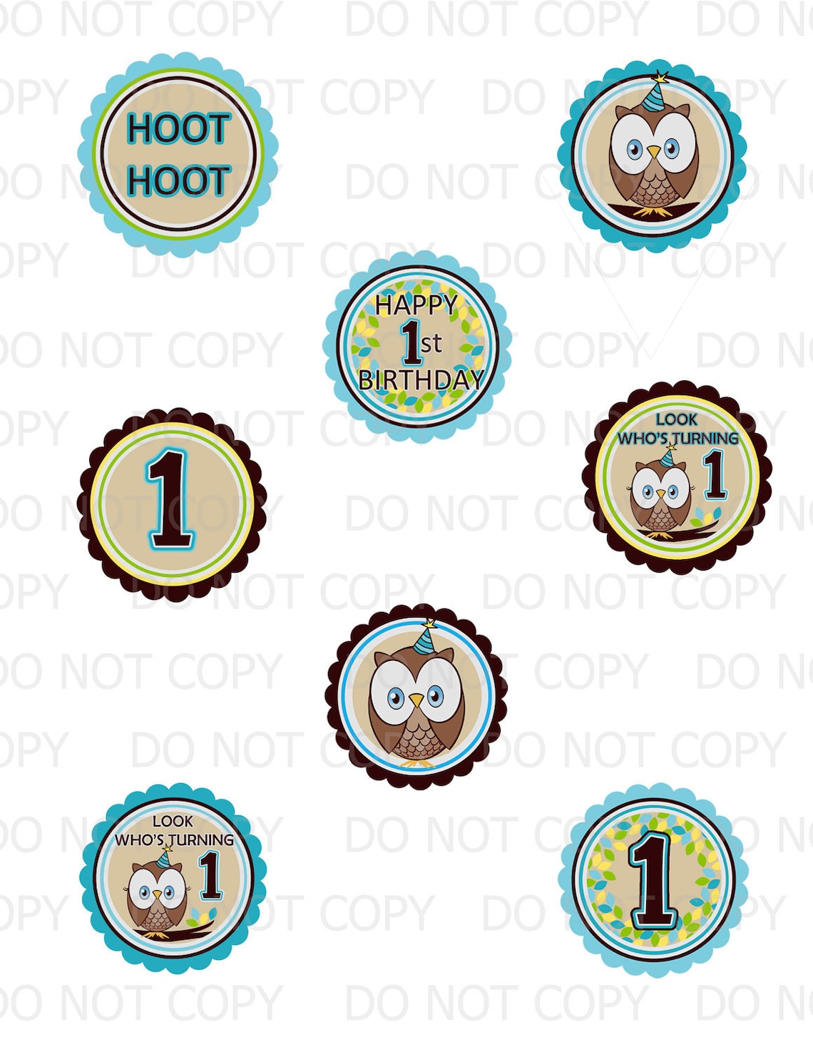 Printable DIY Owl First Birthday Theme Cupcake Toppers | Etsy
