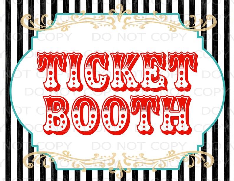 printable diy vintage circus ticket booth table sign etsy