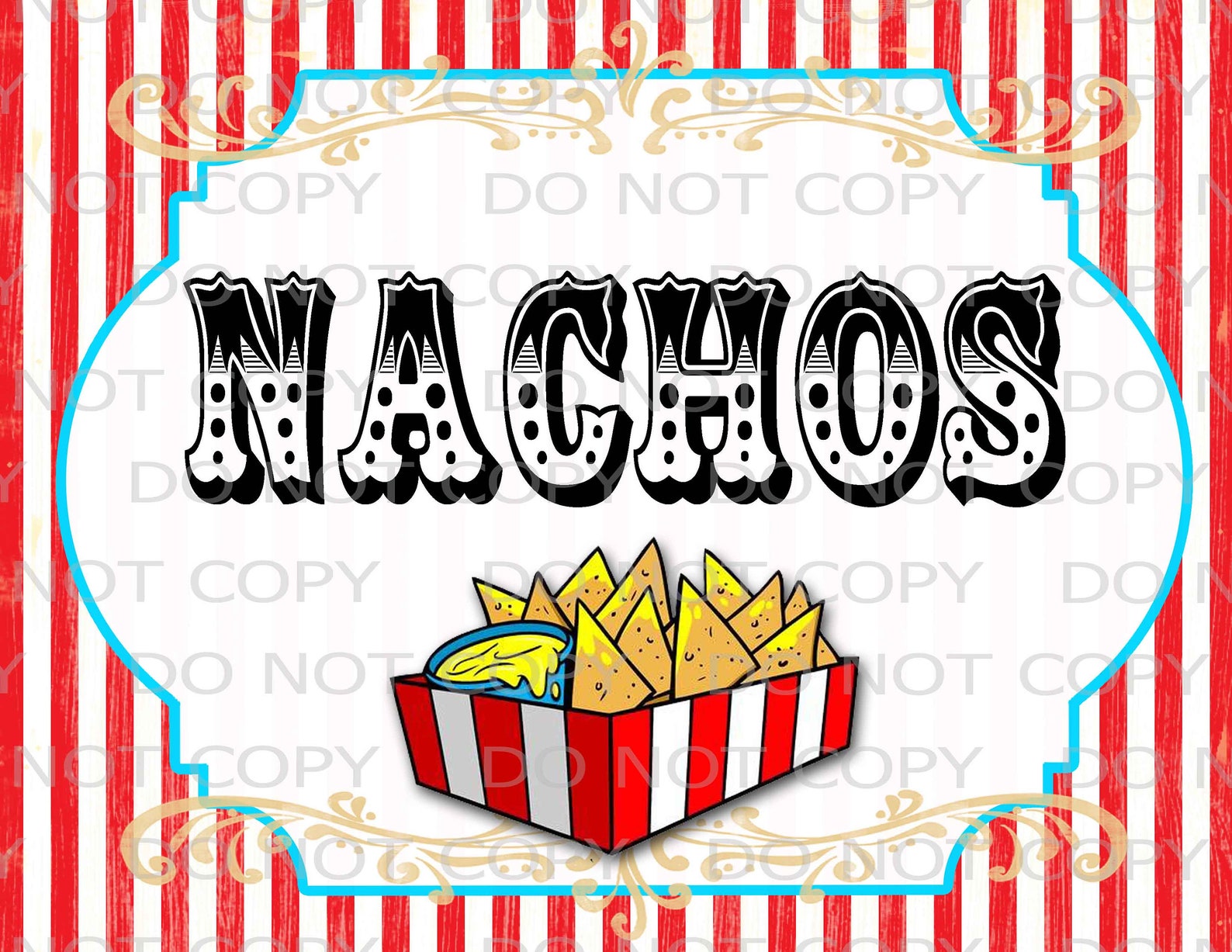 Printable DIY Vintage Circus Nachos Table Sign 8.5 X 11 INSTANT ...