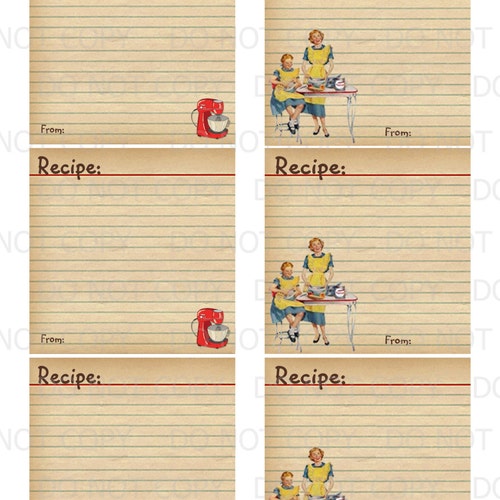 Printable Diy Vintage Retro Housewife Recipe Cards 3.5 - Etsy