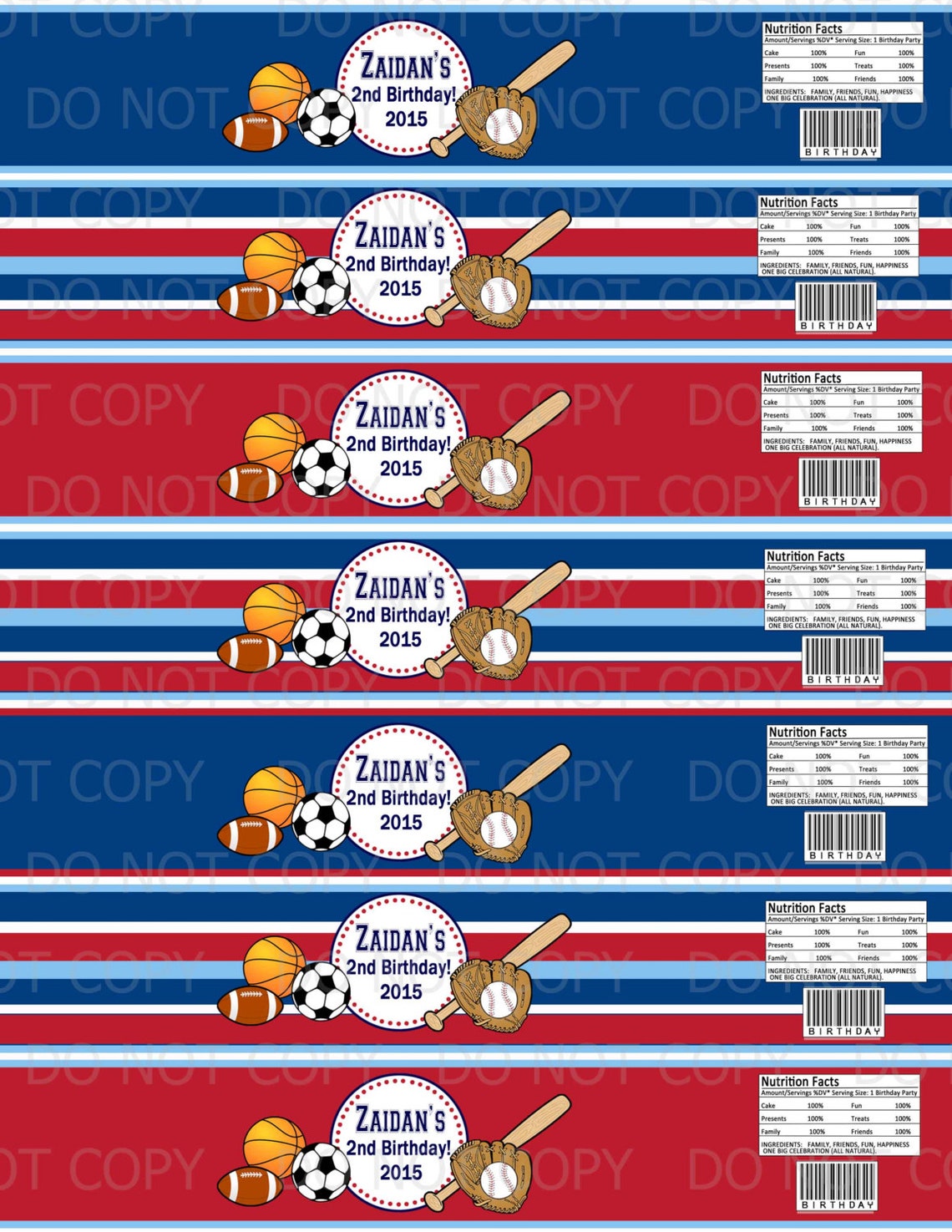 Printable Sports Theme Birthday Water Bottle Labels | Etsy