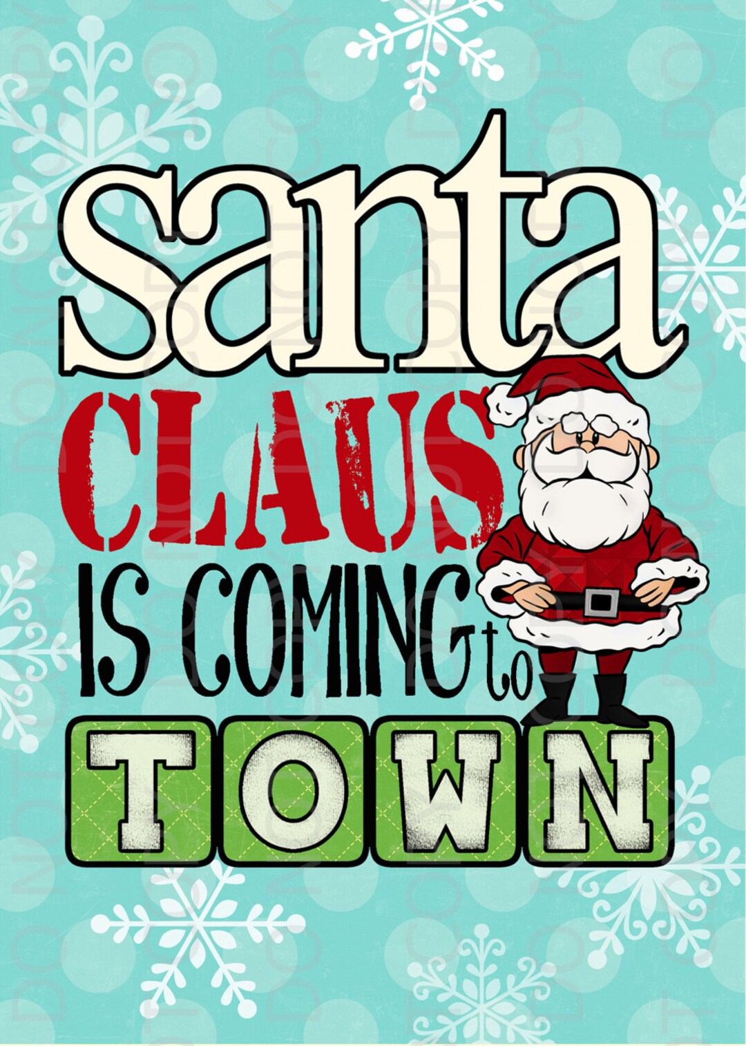 Printable Santa Claus is Coming to Town Inspired Subway Art Print - 5x7 ...