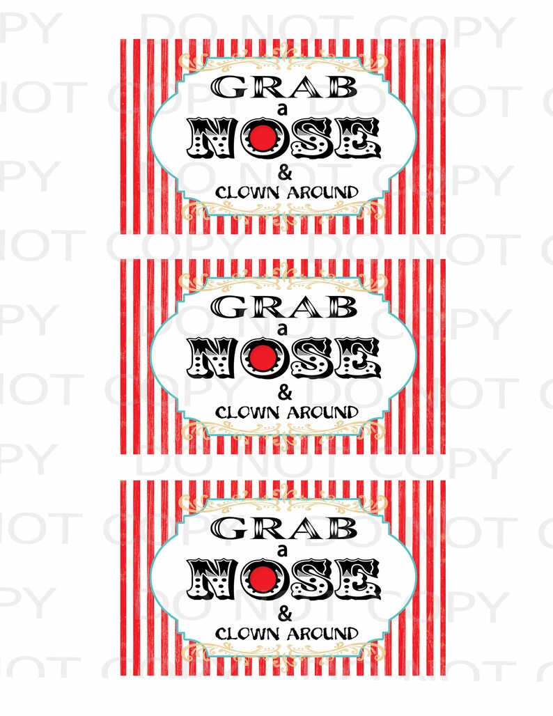 Printable DIY Vintage Circus Grab A Nose And Clown Around Tags Etsy printable-diy-vintage-circus-grab-a-nose-and-clown-around-tags-etsy