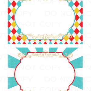 Druckbare DiY Vintage Zirkus Etiketten 2 5x7 Karten - BLANK - INSTANT DOWNLOAD