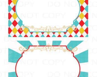 Printable DiY Vintage Circus Labels 2 5x7 cards -  BLANK  - INSTANT DOWNLOAD