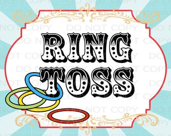 Printable DIY Vintage Circus Ring Toss Table sign - 8.5" x 11" INSTANT DOWNLOAD