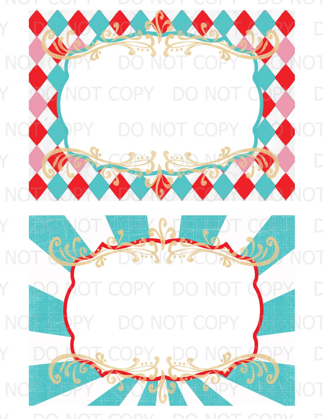 Printable Diy Vintage Circus Table Food Labels 2 5x7 Cards - BLANK ...