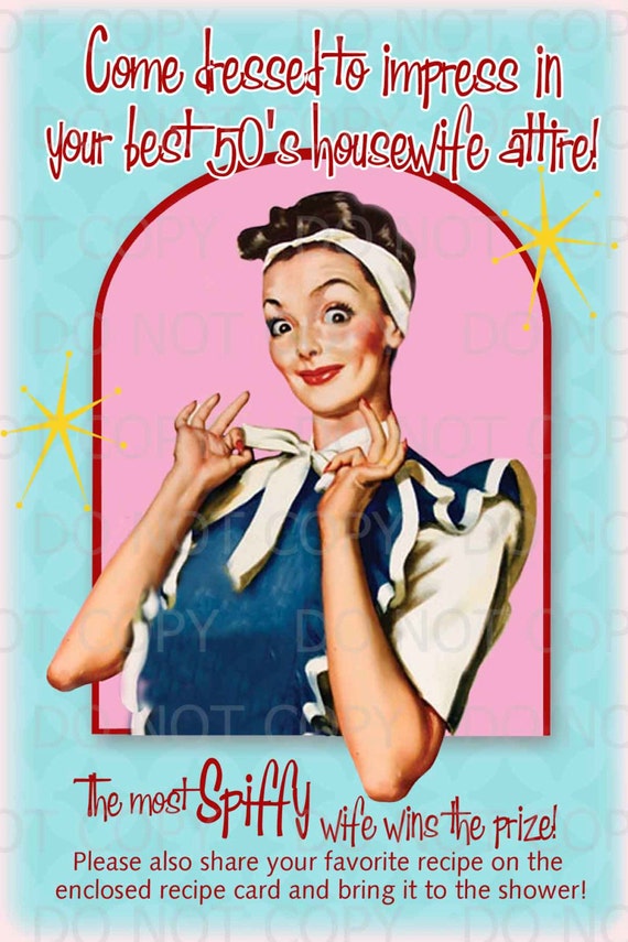 Printable DIY Retro Housewife Bridal Shower Instruction Card - 4"x6"  INSTANT DOWNLOAD - Etsy