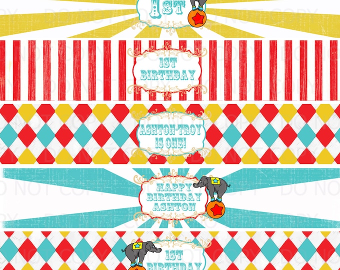 Printable DIY Vintage Circus or Carnival Theme Water Bottle Labels - Etsy