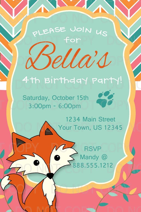 Printable Fox Woodland Birthday Party Invitations - Etsy