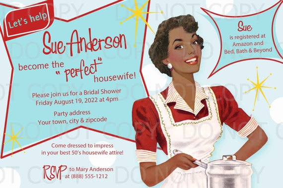 Printable Diy Retro Housewife Theme Bridal Shower Party Etsy