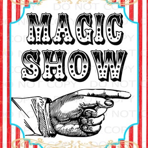 Printable DIY Vintage Circus Magic Show sign - 8.5&quot;x11&quot; INSTANT DOWNLOAD