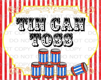 Printable DIY Vintage Tin CanToss Table sign - 8.5" x 11" INSTANT DOWNLOAD