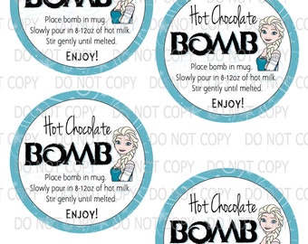 Printable Hot Chocolate Cocoa Bomb Tags 4" each - Christmas  - INSTANT DOWNLOAD