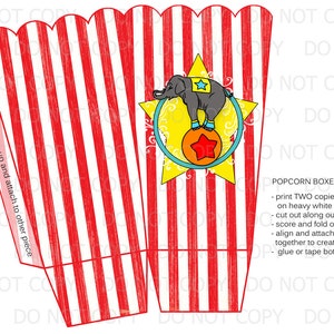 Printable DIY Vintage Circus POPCORN Favor Boxes - Etsy