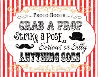 Printable DIY Vintage Circus Photo Booth Prop sign - 8"x10" INSTANT DOWNLOAD