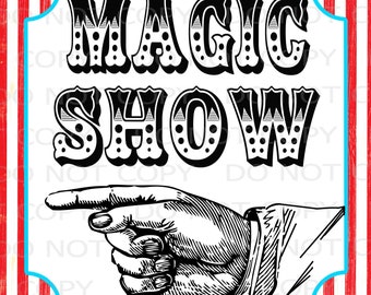 Printable DIY Vintage Circus Magic Show sign - 8.5"x11" INSTANT DOWNLOAD