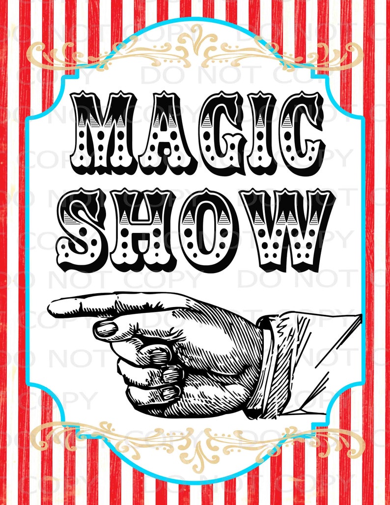 printable diy vintage circus magic show sign etsy