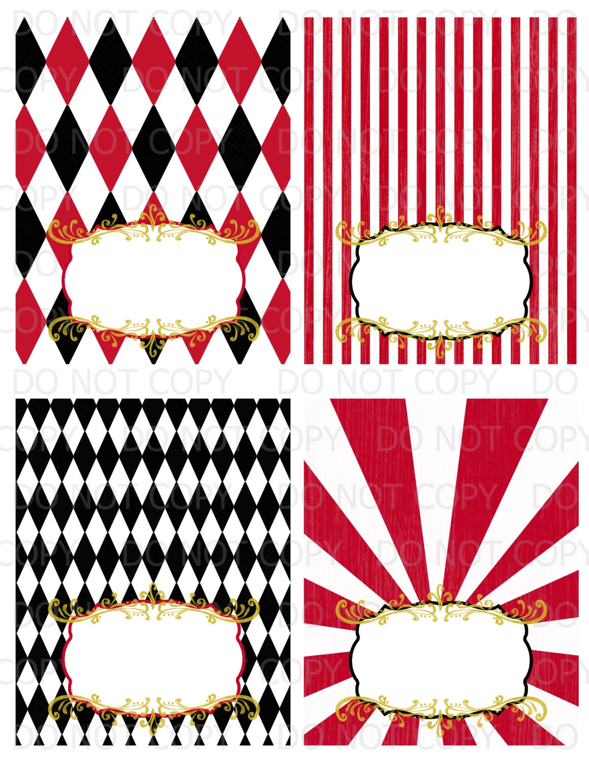 Printable Diy Vintage Circus Carnival Tent Food Labels 4 Designs Blank ...