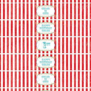 Printable DIY Vintage Circus or Carnival Theme Water Bottle Labels - Red and White Stripes