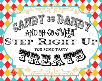 Printable DIY Vintage Circus Candy Treat Table sign - 8.5" x 11" INSTANT DOWNLOAD