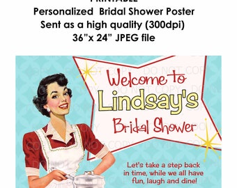 Printable Retro Housewife Bridal Shower Welcome poster - 36" x 24"