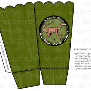 Printable DIY Dinosaur Popcorn Favor Boxes - INSTANT DOWNLOAD - Etsy