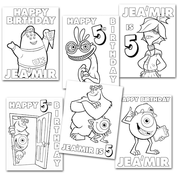 6 Printable PERSONALIZED Monsters Coloring Pages