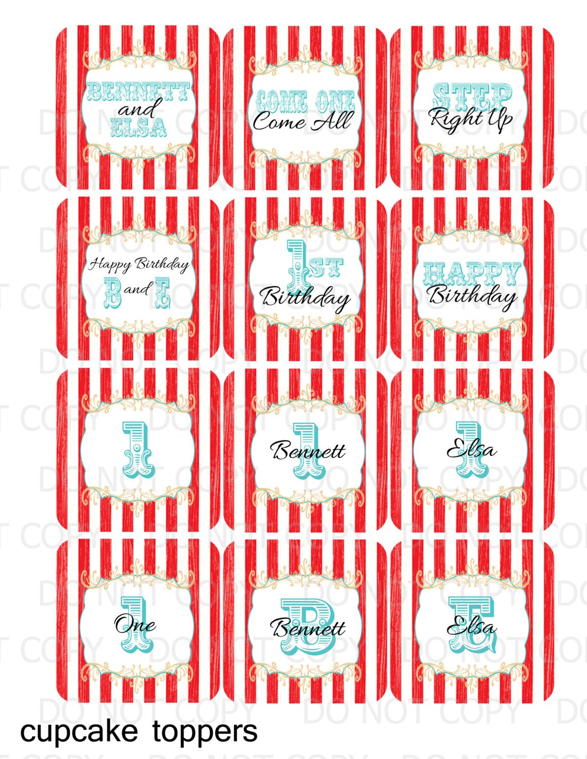Printable DIY Personalized Circus Theme Cupcake Toppers | Etsy