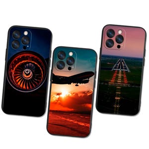 Custodia per telefono con motivo aereo – Cover minimalista con motivo da viaggio in aereo per iPhone e Samsung
