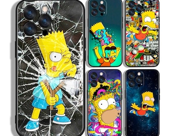 Etui ochronne na telefon z motywem Simpsonów i ich bohaterów z kreskówki Trouble Maker ~ kompatybilne z iPhone'ami, Samsungami i innymi markami