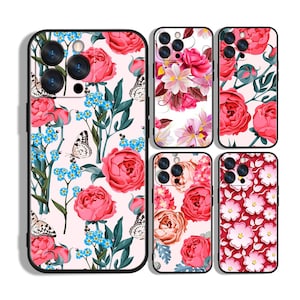 Red Roses Flowers Aesthetic Protective Phone Case ~ Compatible with iPhone, Samsung & Other Brands