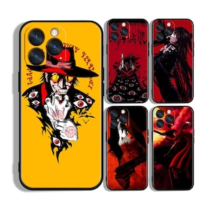 Könnte beinhalten: Eine Sammlung von Handyhüllen mit Anime-Illustrationen. Die Hüllen zeigen verschiedene Charaktere in leuchtenden Farben, eine Hülle zeigt einen Charakter mit Hut und Sonnenbrille auf gelbem Hintergrund.