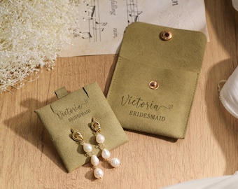 Bridesmaid Pearl Earrings Jewelry Pouch, Maid of Honor Jewelry Bridesmaid Gifts, Bridesmaid Jewelry Mother's Day Gift