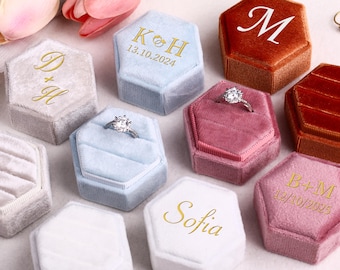 Scatola per anelli in velluto personalizzata, contenitore per gioielli per fidanzamento, portafedi per proposta di matrimonio, portafedi nuziali, decorazioni per cerimonia nuziale