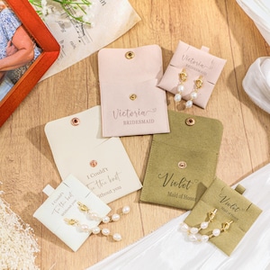 Bridesmaid Pearl Earrings Jewelry Pouch, Maid of Honor Jewelry Bridesmaid Gifts, Bridesmaid Jewelry Mother&#39;s Day Gift
