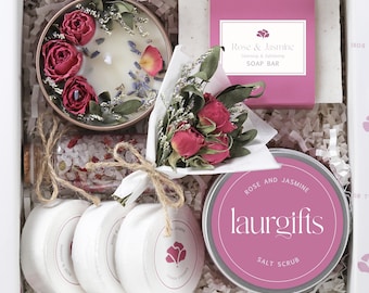 Rose & Jasmine Spa Gift Box, Luxury Self Care Gift for Her