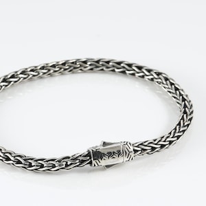 Men's Sterling Silver Woven Bracelet | Viking Chain Bracelet for Him | Handmade 925 Silver Bracelet Gift | Oxidized Braided Bracelet for Men