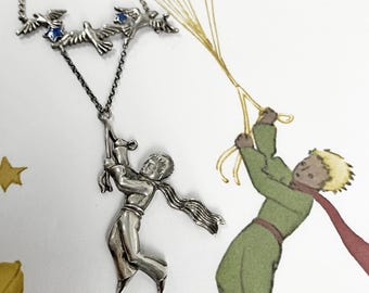 Kleiner Prinz Halskette - Le Petit Prince Schmuck Geschenk - Stern Vogel Anhänger für Buchliebhaber - Französische Literatur Halskette - Einzigartiges Geschenk für Sie